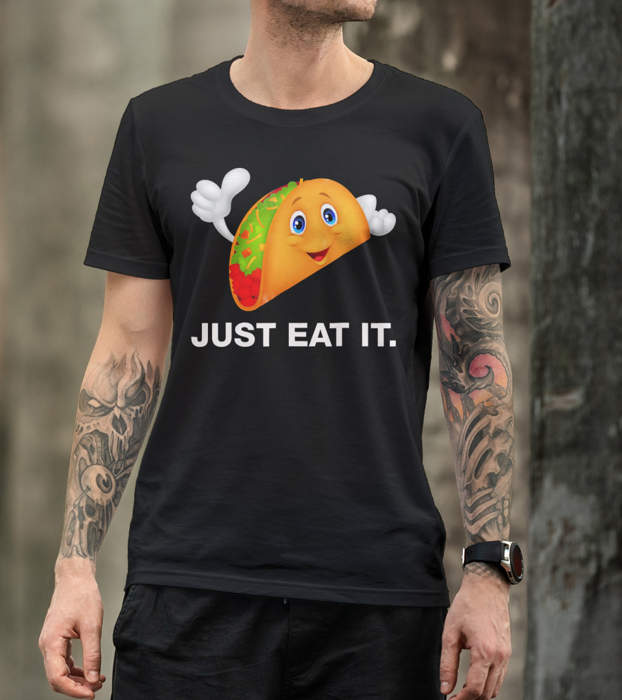 Just Eat It Taco Cartoon Emoji With Hands T-Shirt