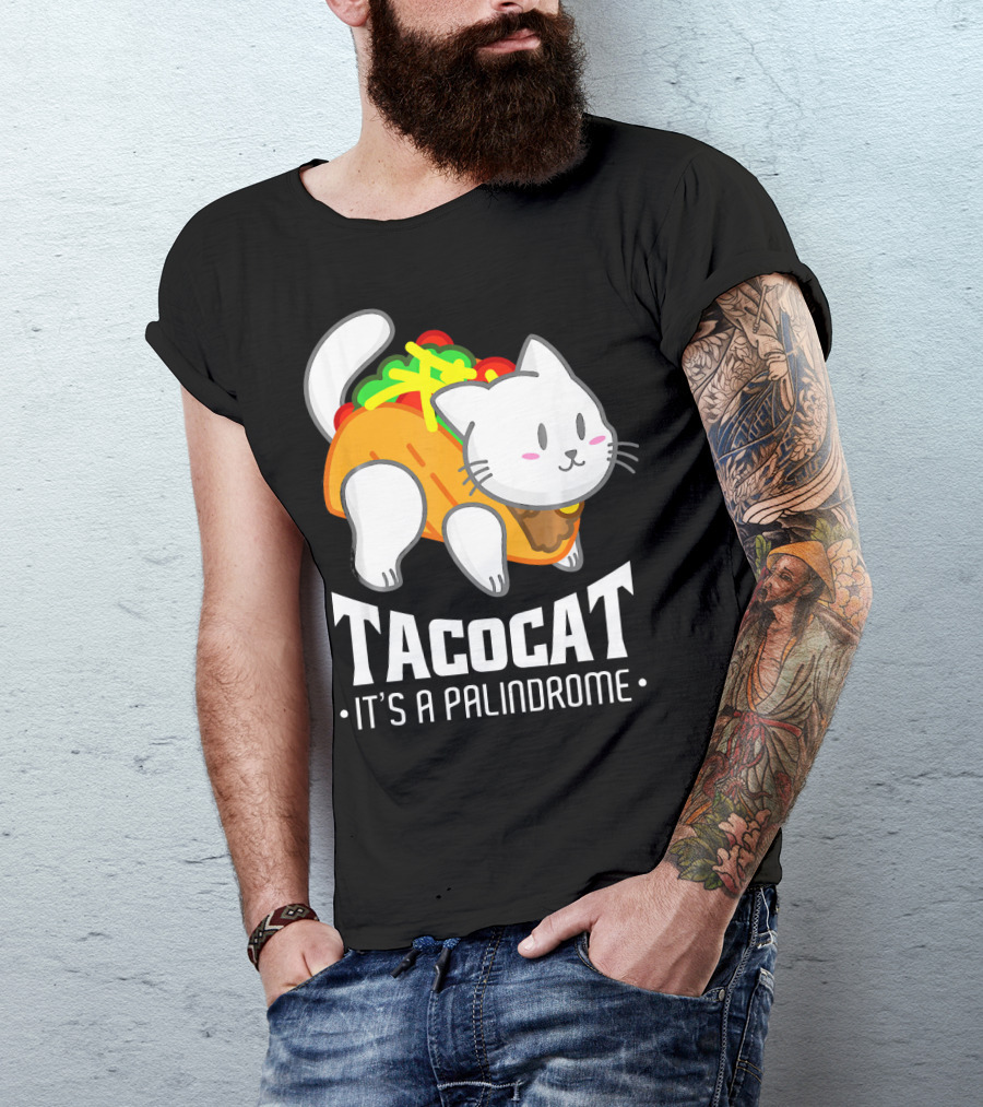 Tacocat It's A Palindrome Cute Funny Taco Cat Lover T-Shirt