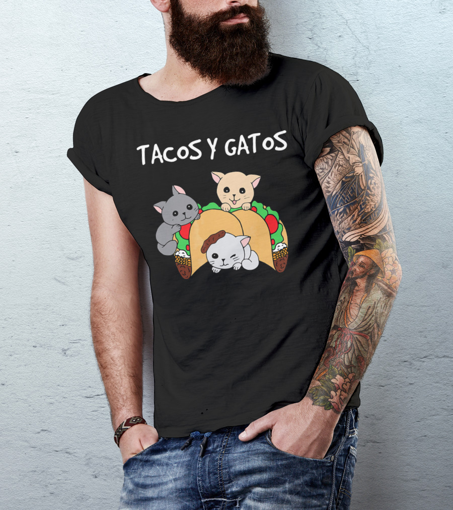 Tacos Y Gatos Cute Funny Cats In Tacos T-Shirt
