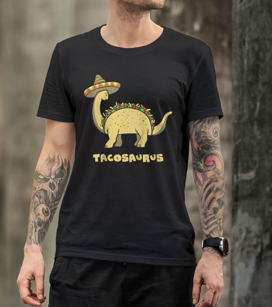 Kids Funny Tacosaurus Dinosaur With Sombrero Hat T-Shirt