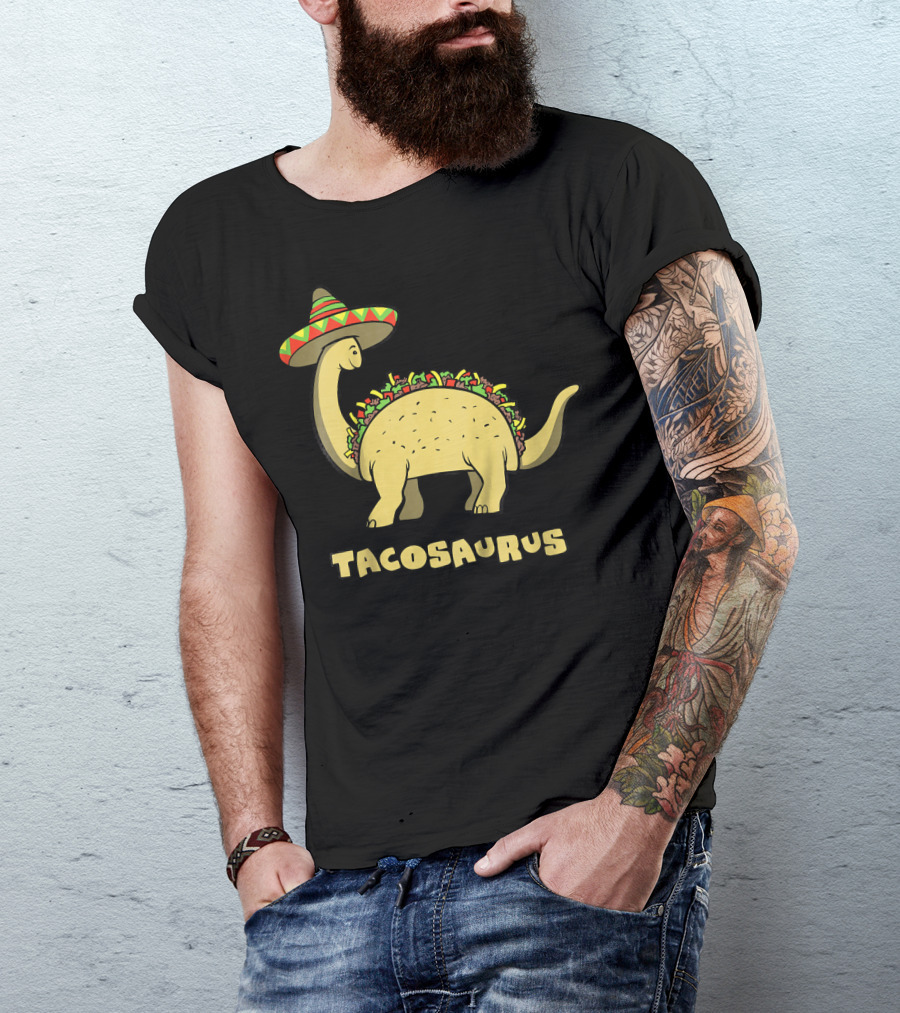Kids Funny Tacosaurus Dinosaur With Sombrero Hat T-Shirt