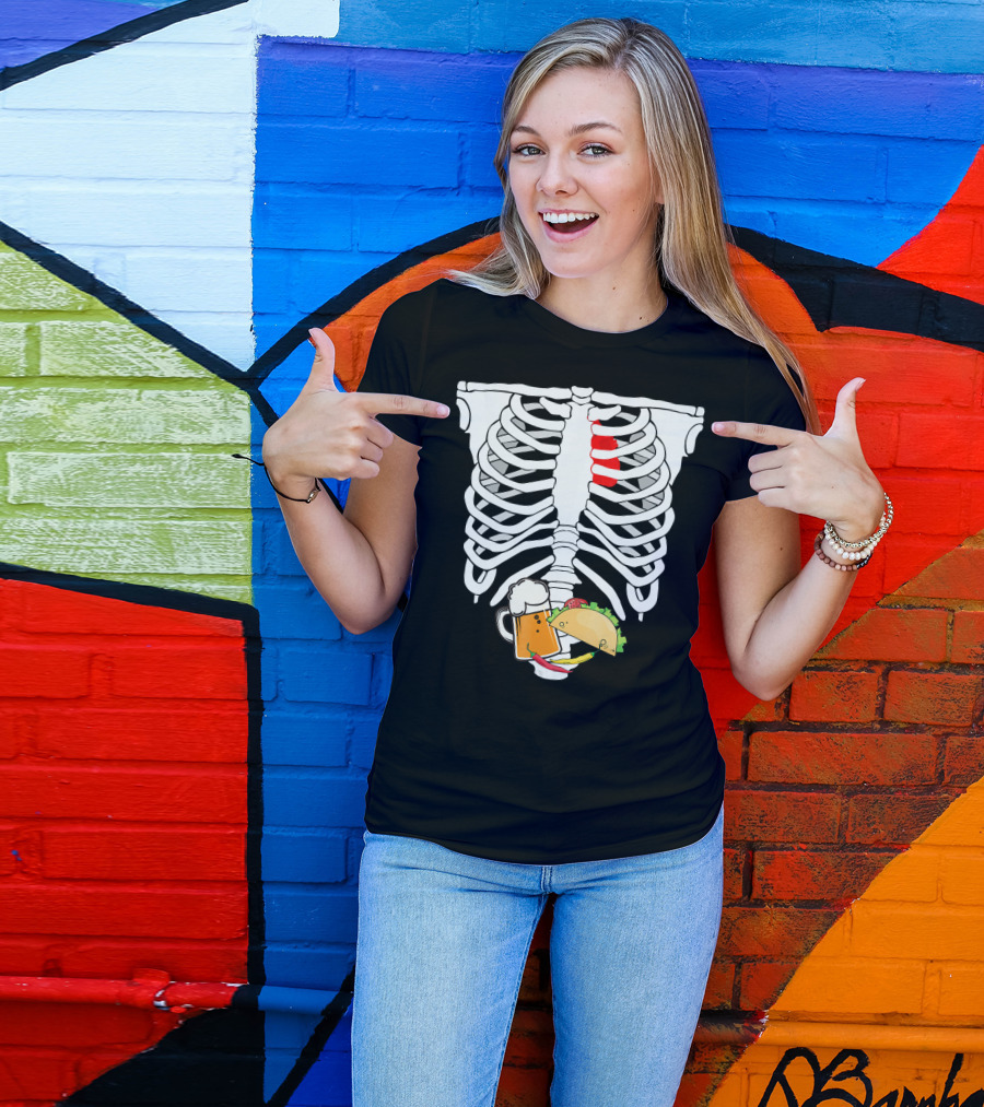 Skeleton X-Ray Taco Beer Unis T-Shirt