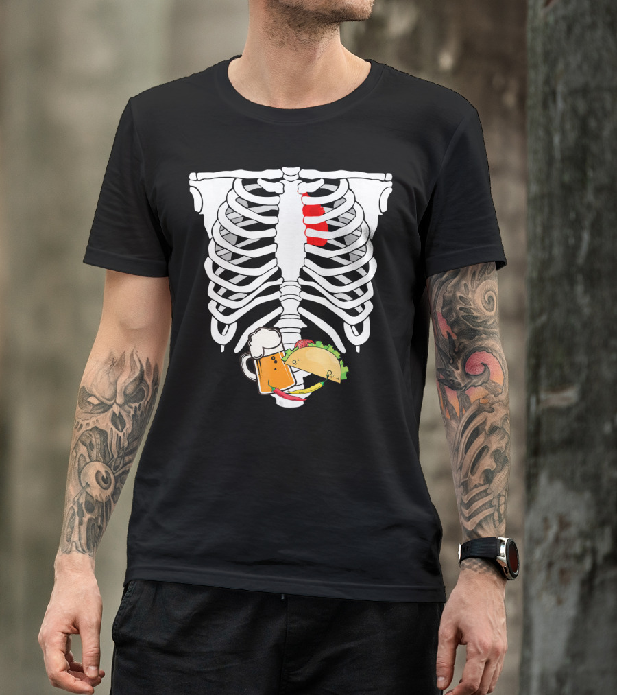 Skeleton X-Ray Taco Beer Unis T-Shirt