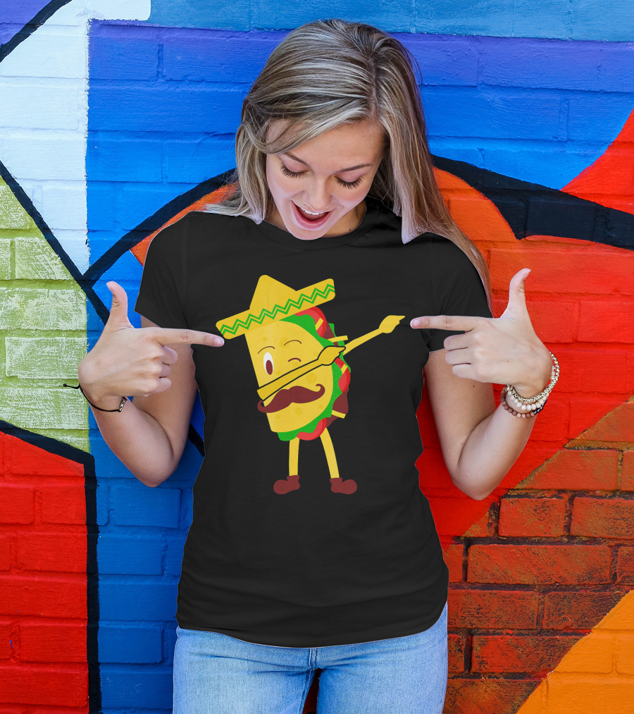 Taco Taco Lover Dabbing Sombrero Mustache T-Shirt