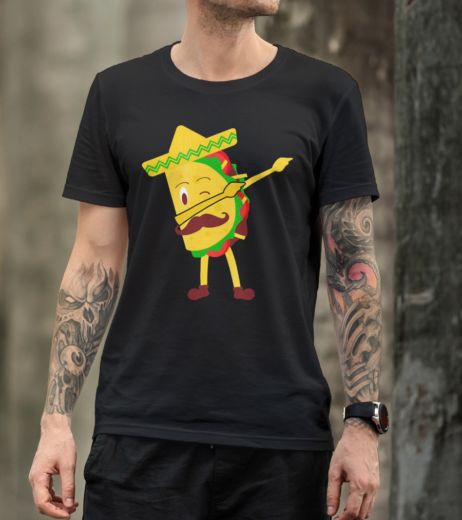 Taco Taco Lover Dabbing Sombrero Mustache T-Shirt