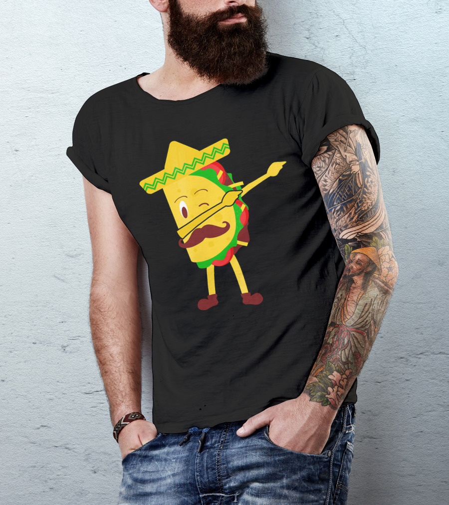 Taco Taco Lover Dabbing Sombrero Mustache T-Shirt