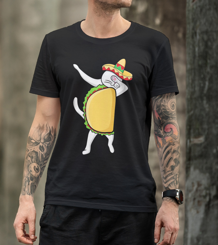 Dabbing Taco Cat Tacocat Cinco De Mayo Sombrero Fiesta T-Shirt