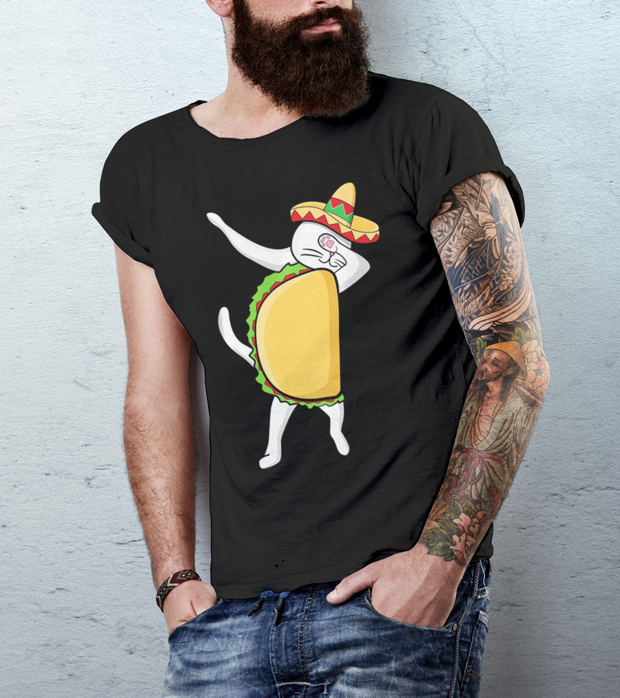 Dabbing Taco Cat Tacocat Cinco De Mayo Sombrero Fiesta T-Shirt