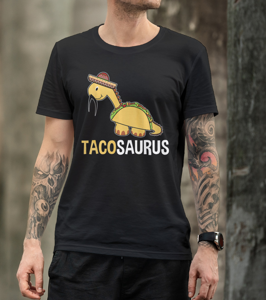 Tacosaurus Dinosaur Wearing Sombrero T-Shirt