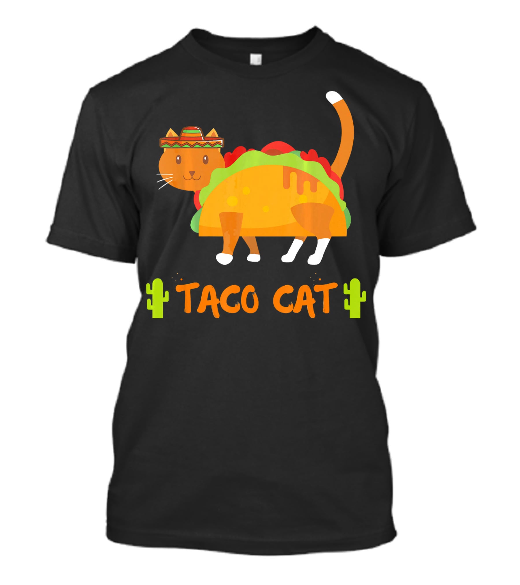 Taco Cat Sombrero With Cactus Fun T-Shirt