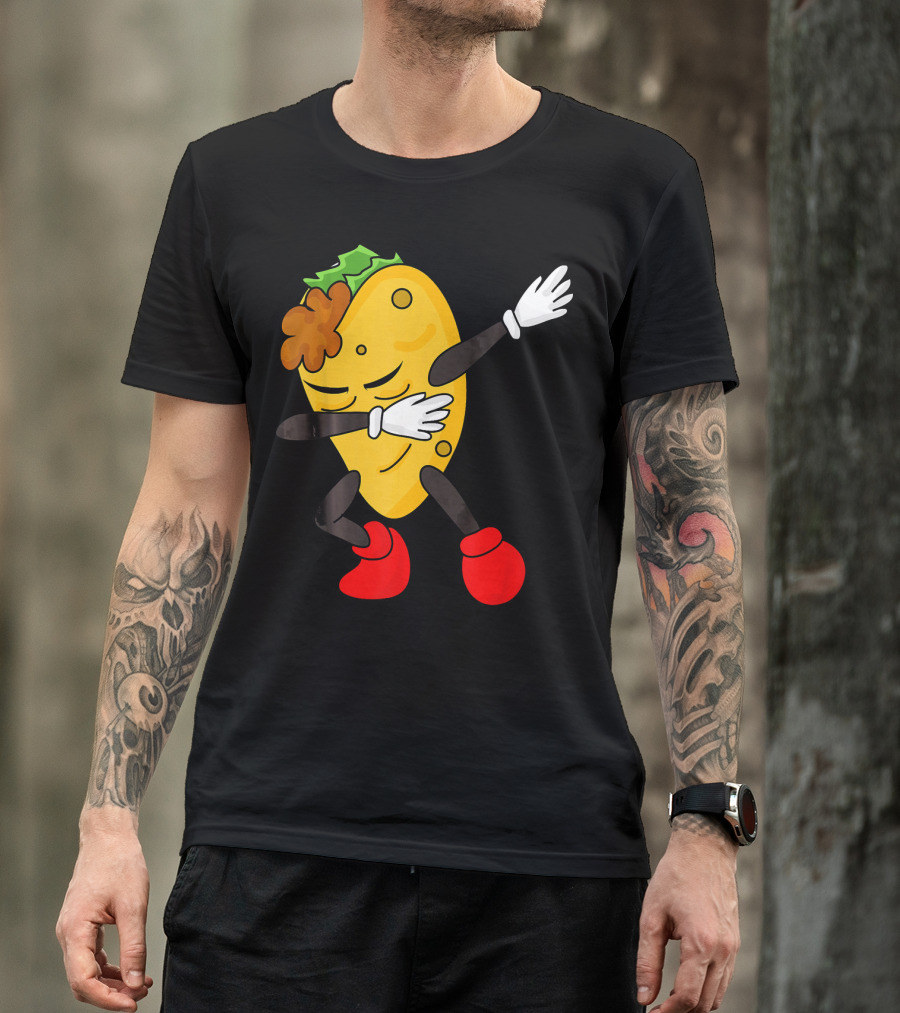 Dabbing Taco Funny Taco Lover Character With Red Shoes T-Shirt