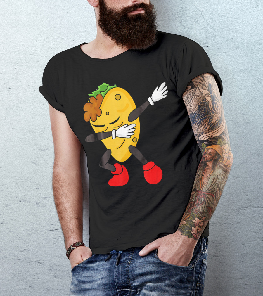 Dabbing Taco Funny Taco Lover Character With Red Shoes T-Shirt