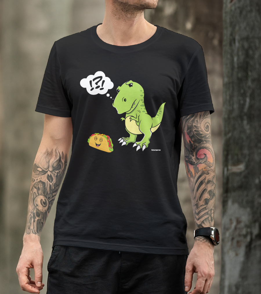 TRex Confused By Happy Taco Funny Sad Dino T-Shirt