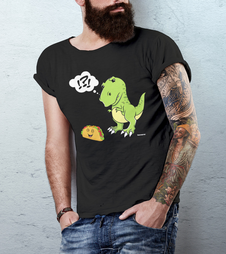 TRex Confused By Happy Taco Funny Sad Dino T-Shirt