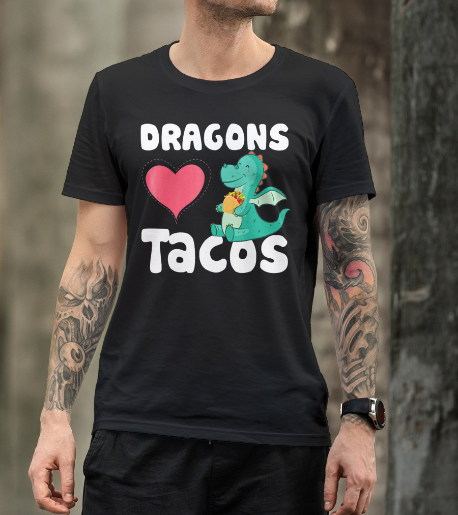 Dragons Love Tacos Heart Dragon Eating Taco T-Shirt