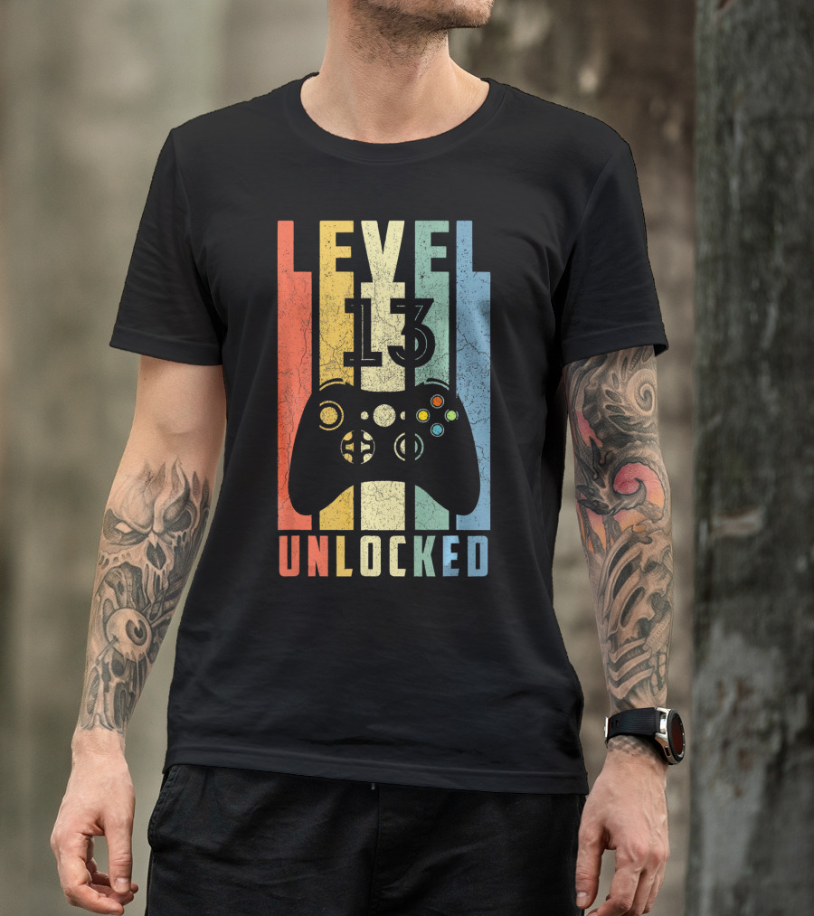 Level 13 Unlocked Video Game Controller Vintage T-Shirt