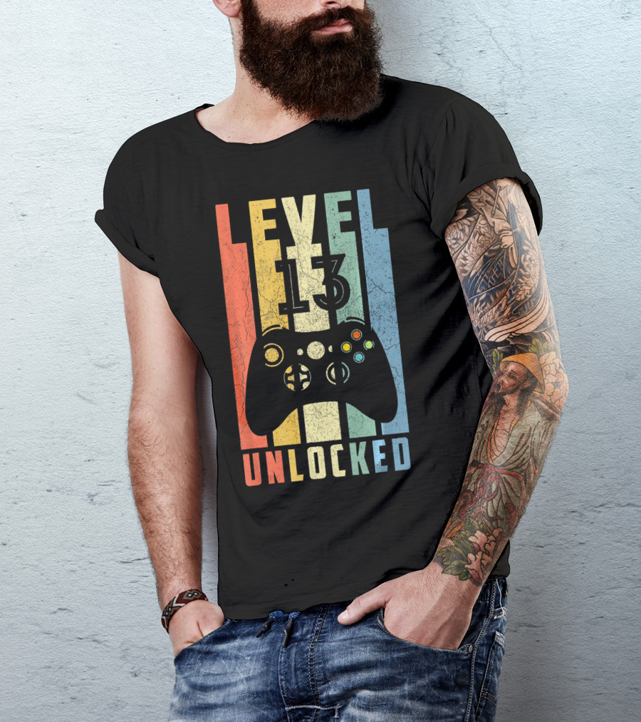 Level 13 Unlocked Video Game Controller Vintage T-Shirt