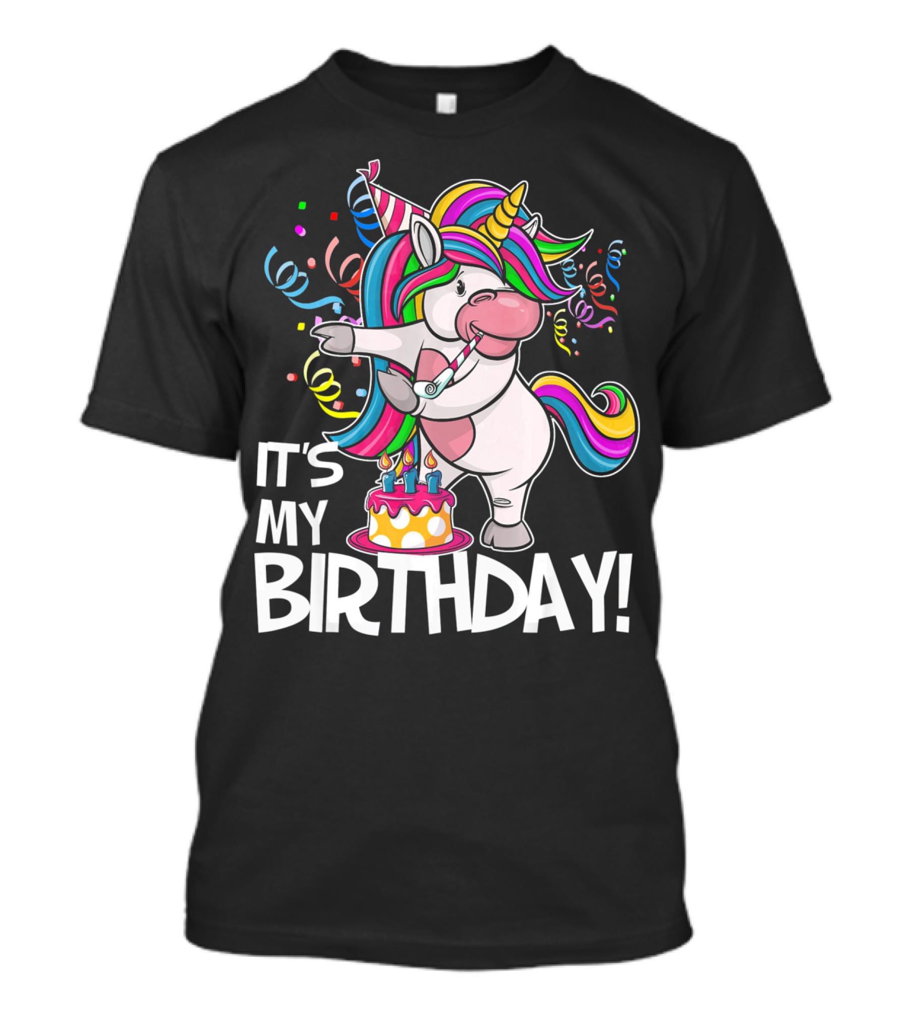 IT'S MY BIRTHDAY Flossing Unicorn Party With Cake And Confetti T-Shirt
