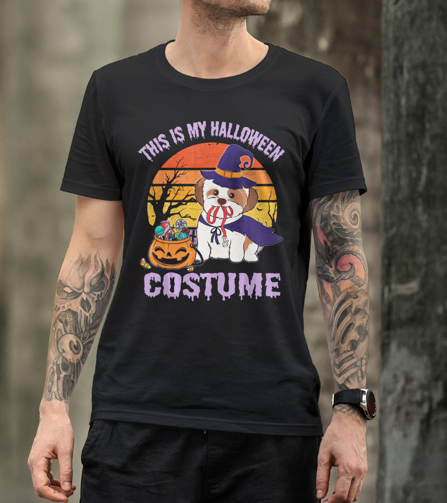 This Is My Halloween Costume Shorkie Dog Witch Pumpkin Candy T-Shirt