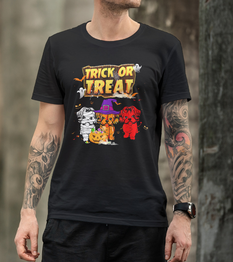 Trick Or Treat Three Shih Tzu Pumpkin Ghosts T-Shirt
