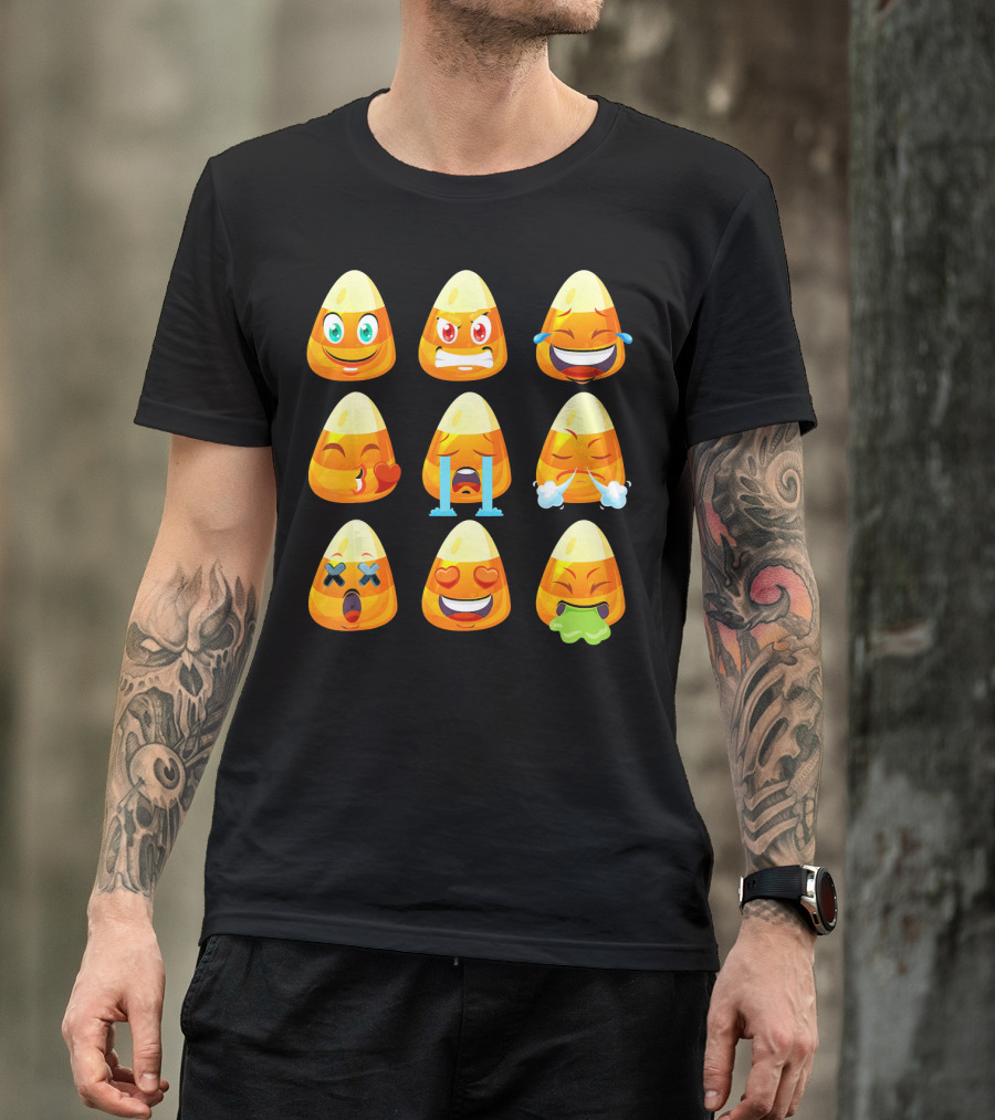 Candy Corn Emoticons Love Faces Expressions T-Shirt