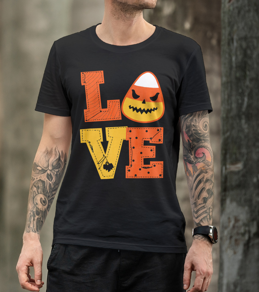 LOVE Candy Corn Halloween Pumpkin T-Shirt