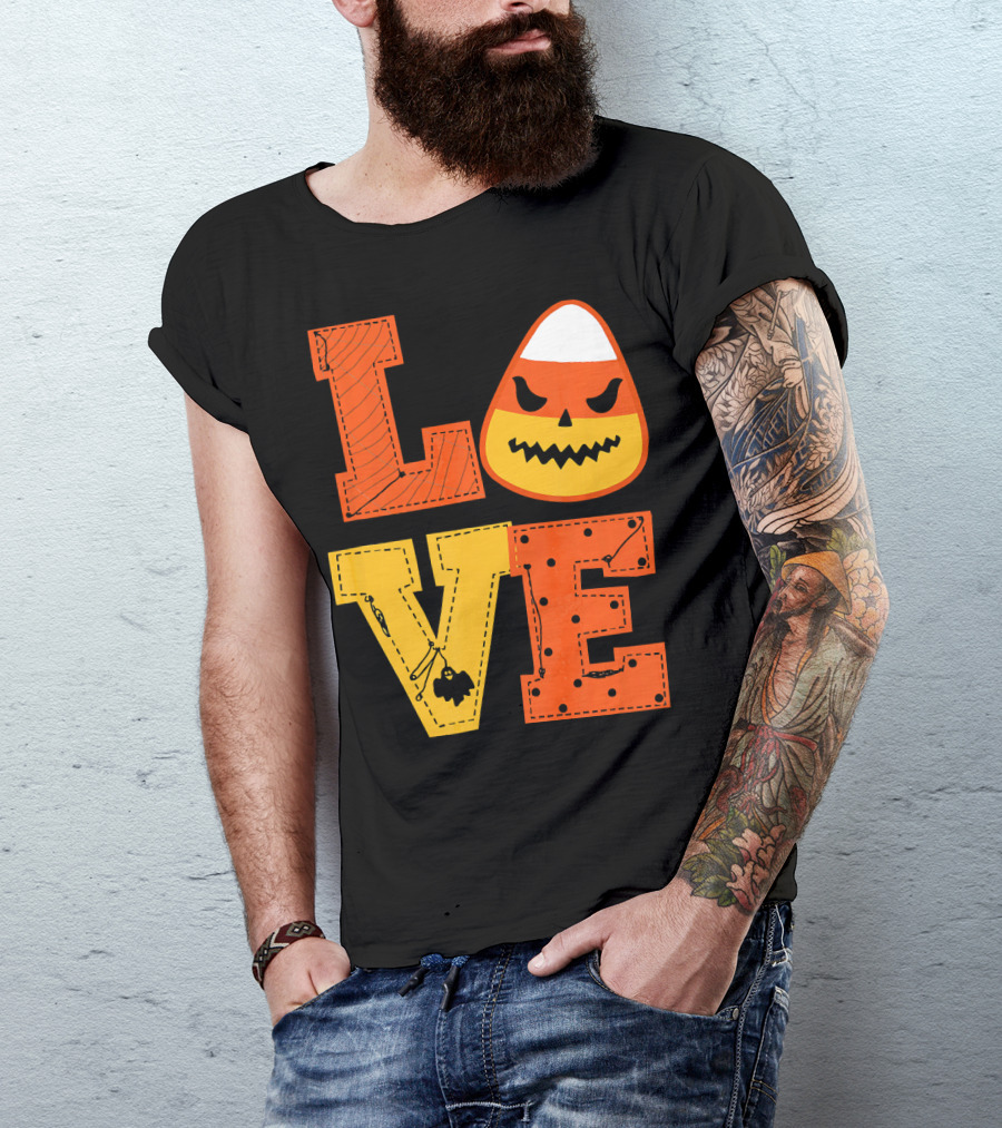 LOVE Candy Corn Halloween Pumpkin T-Shirt