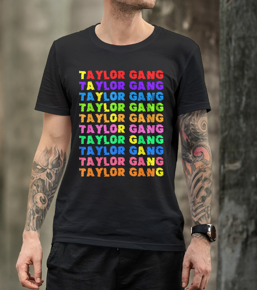 Taylor Gang Colorful Rainbow Typography T-Shirt