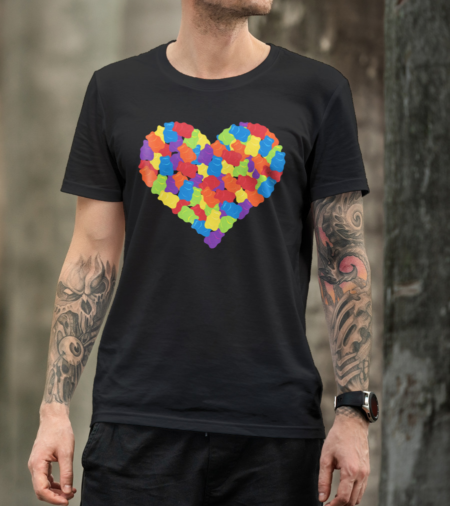 Multicolored Gummy Bears Heart Candy Chewing Bears T-Shirt