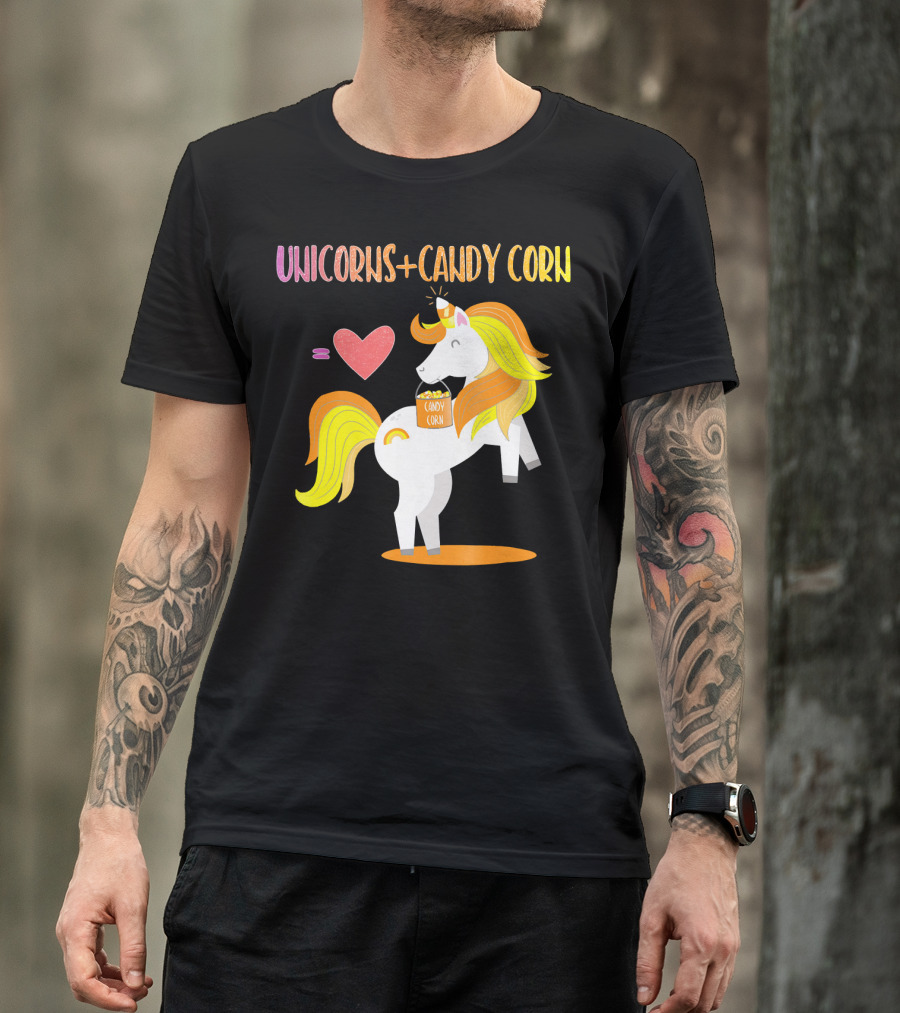 Unicorns Candy Corn Heart Equation T-Shirt