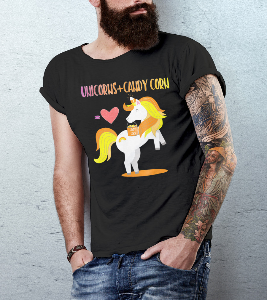 Unicorns Candy Corn Heart Equation T-Shirt