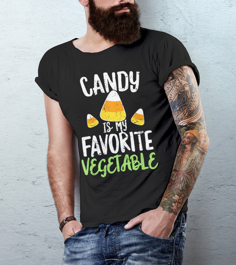 Candy Is My Favorite Vegetable Candy Corn Halloween Humor T-Shirt