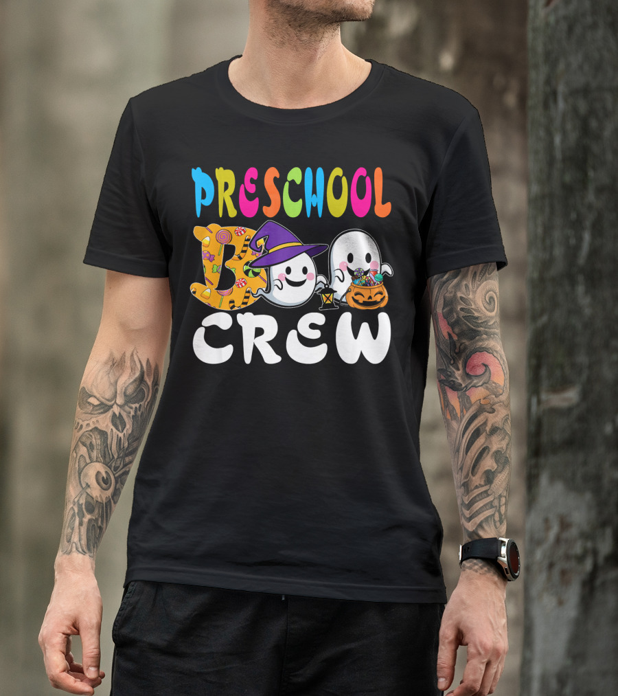 Preschool Boo Crew Halloween Ghosts Candy Wizard Hat T-Shirt