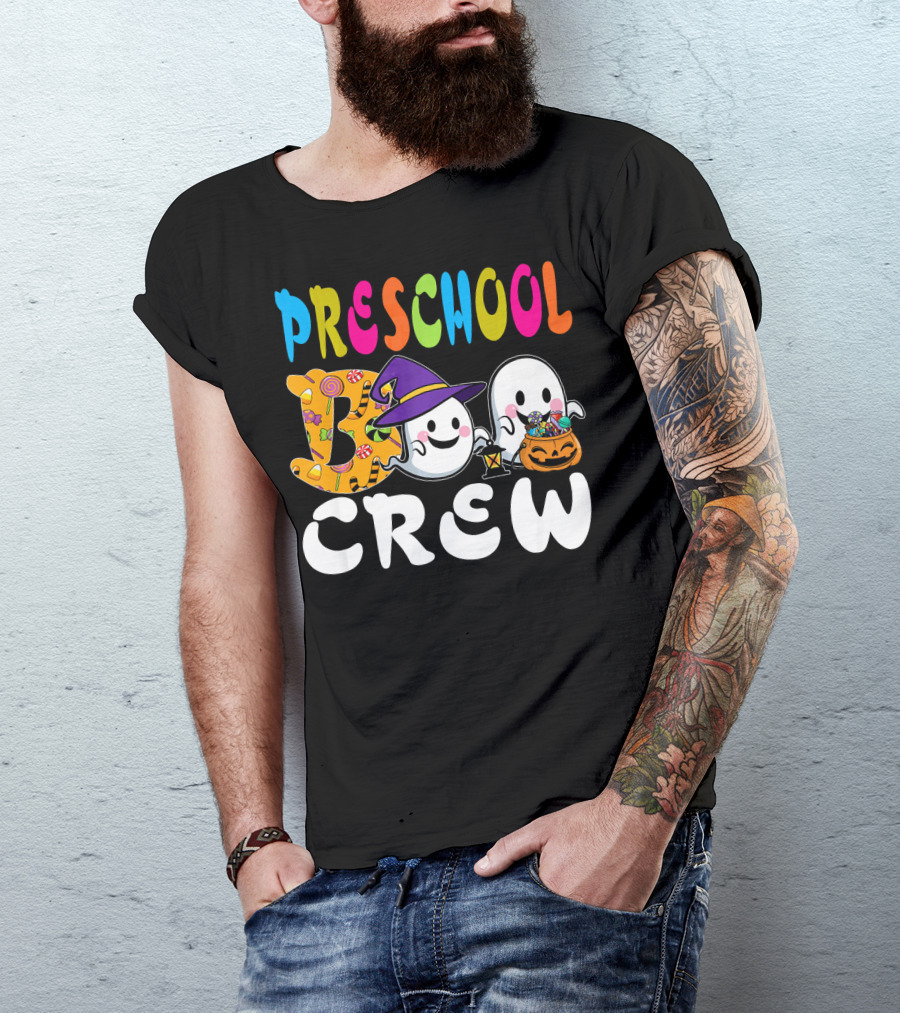 Preschool Boo Crew Halloween Ghosts Candy Wizard Hat T-Shirt