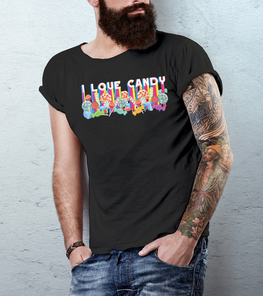 I Love Candy Halloween Rainbow Colors Lollipops And Sweets T-Shirt