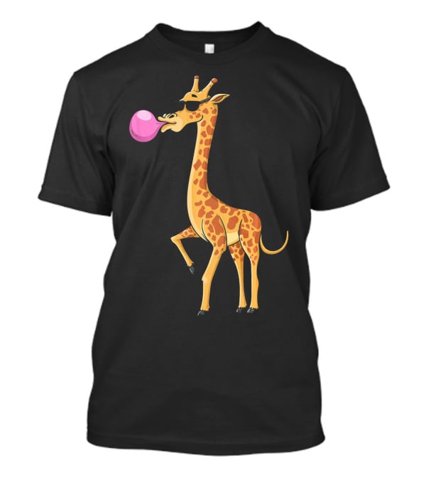 Funny Bubble Gum Blowing Giraffe Animal T-Shirt