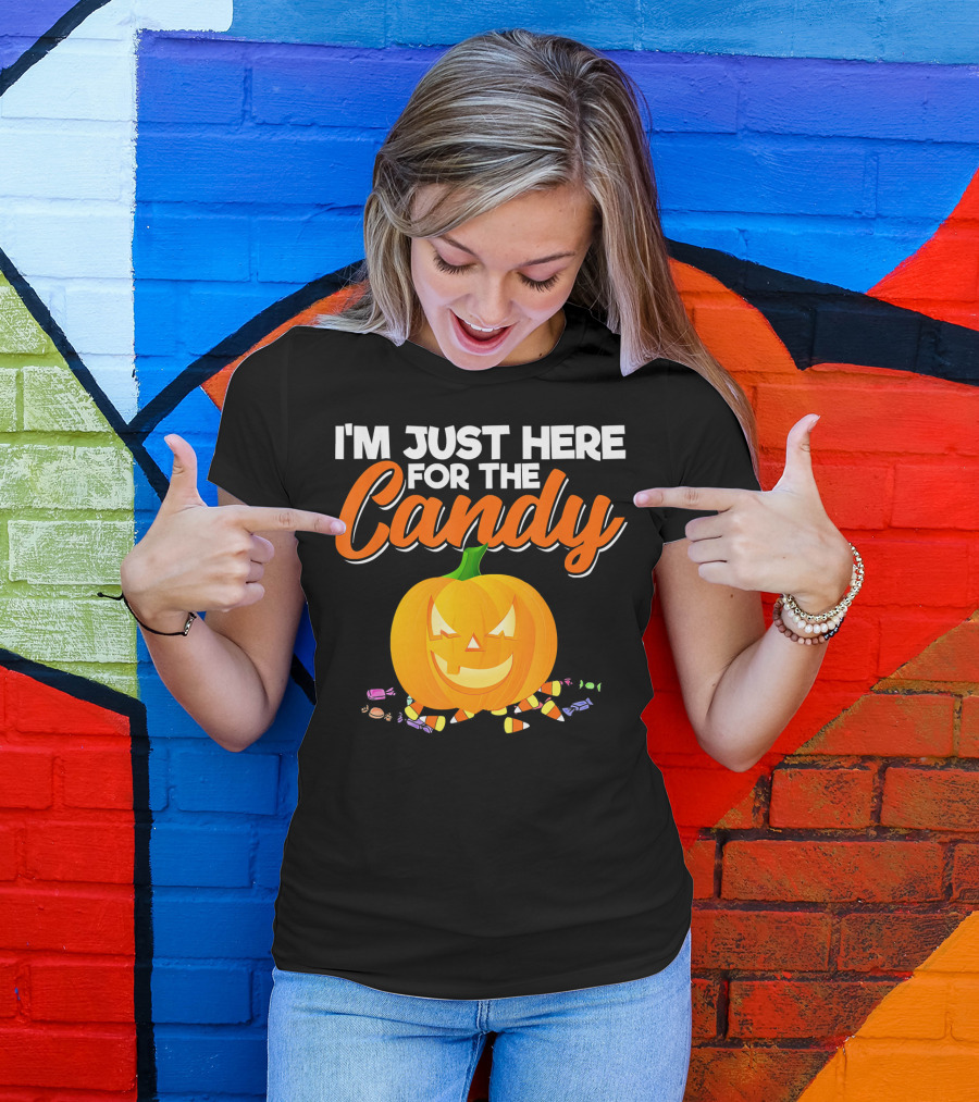 I'm Just Here For The Candy Pumpkin Halloween Candy Corn T-Shirt