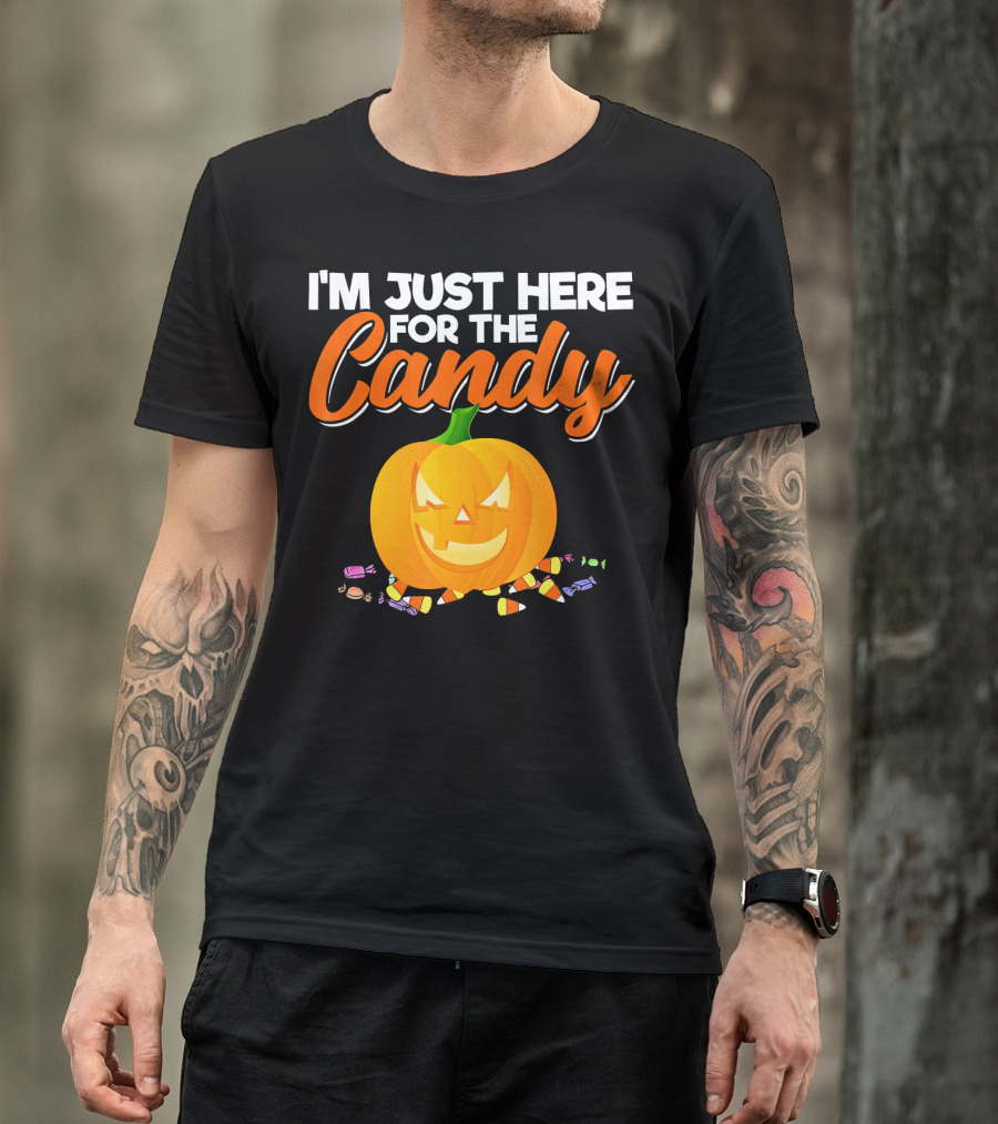I'm Just Here For The Candy Pumpkin Halloween Candy Corn T-Shirt