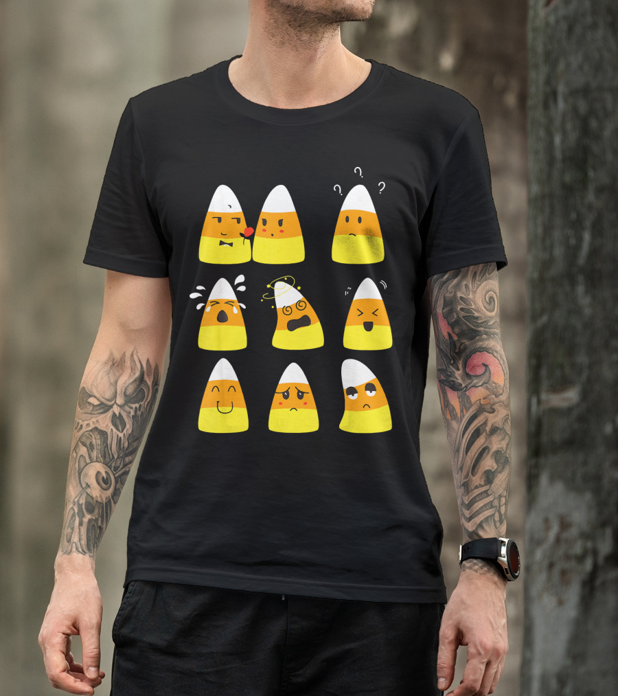 Candy Corn Emoticons Expressive Faces T-Shirt