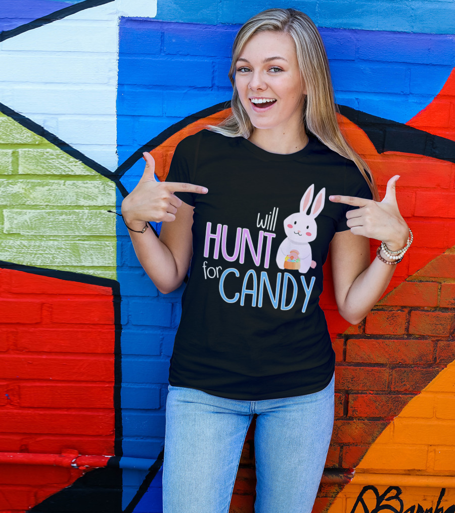 Will Hunt For Candy Bunny Easter Kids Funny Egg T-Shirt