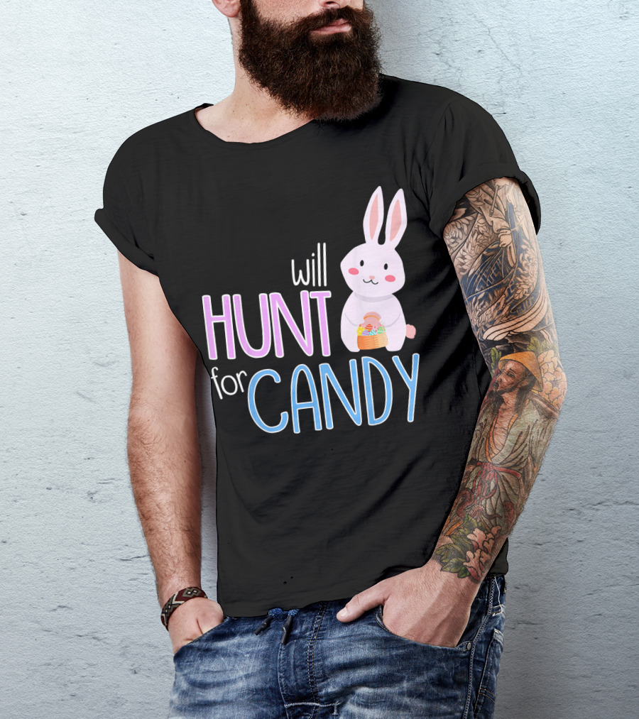 Will Hunt For Candy Bunny Easter Kids Funny Egg T-Shirt