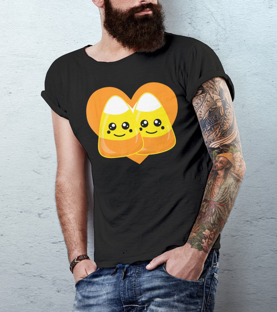 Love Candy Corn Cute Heart Kawaii Candy Corn Duo T-Shirt
