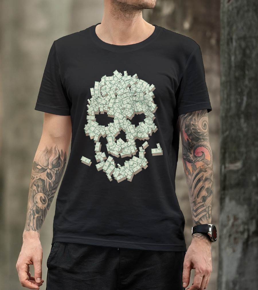 Dollar Skull Skeleton Money Stack T-Shirt