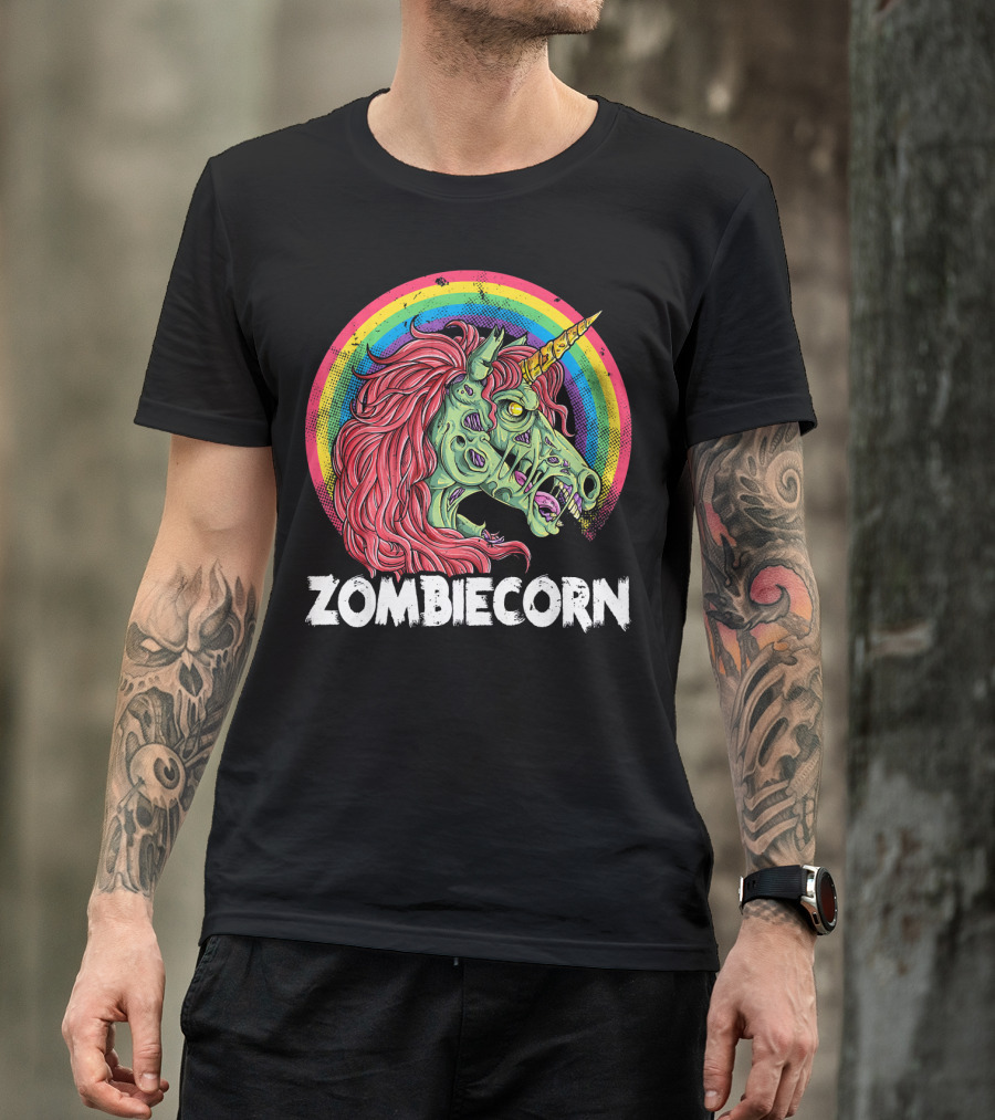 Zombiecorn Unicorn Zombie Rainbow T-Shirt