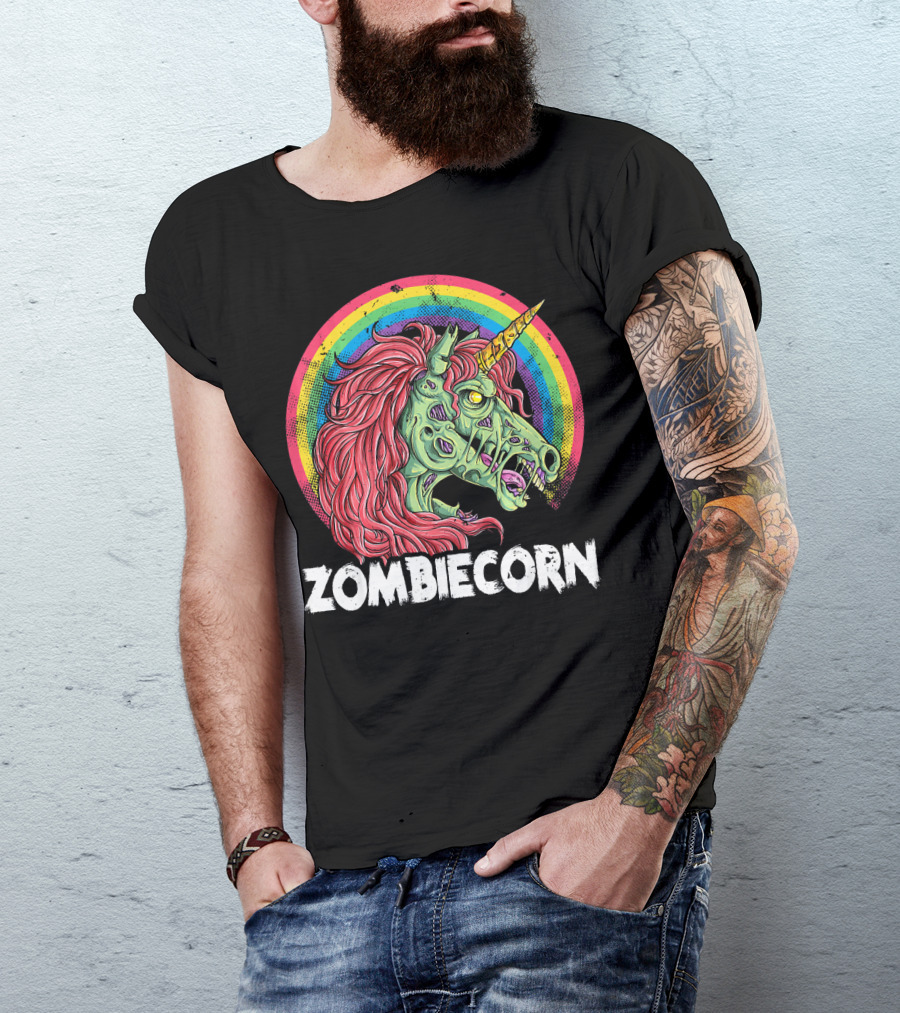 Zombiecorn Unicorn Zombie Rainbow T-Shirt