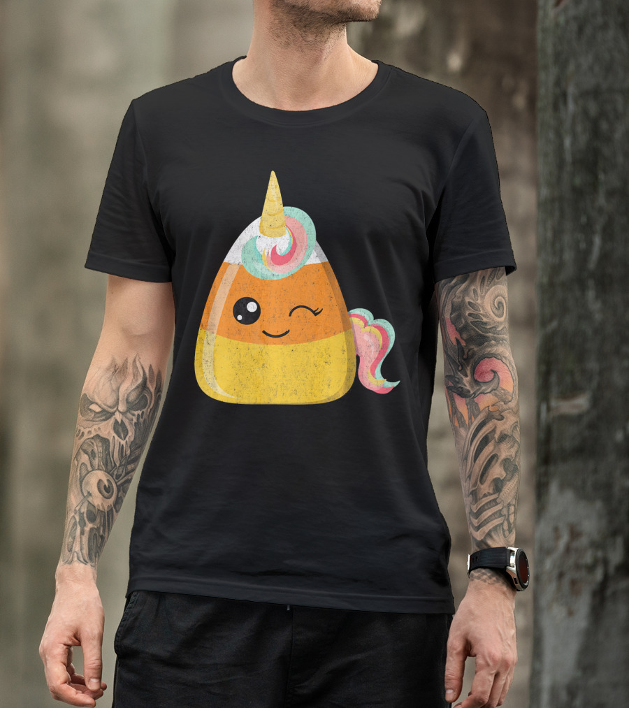 Candy Corn Unicorn Funny Halloween Candicorn T-Shirt