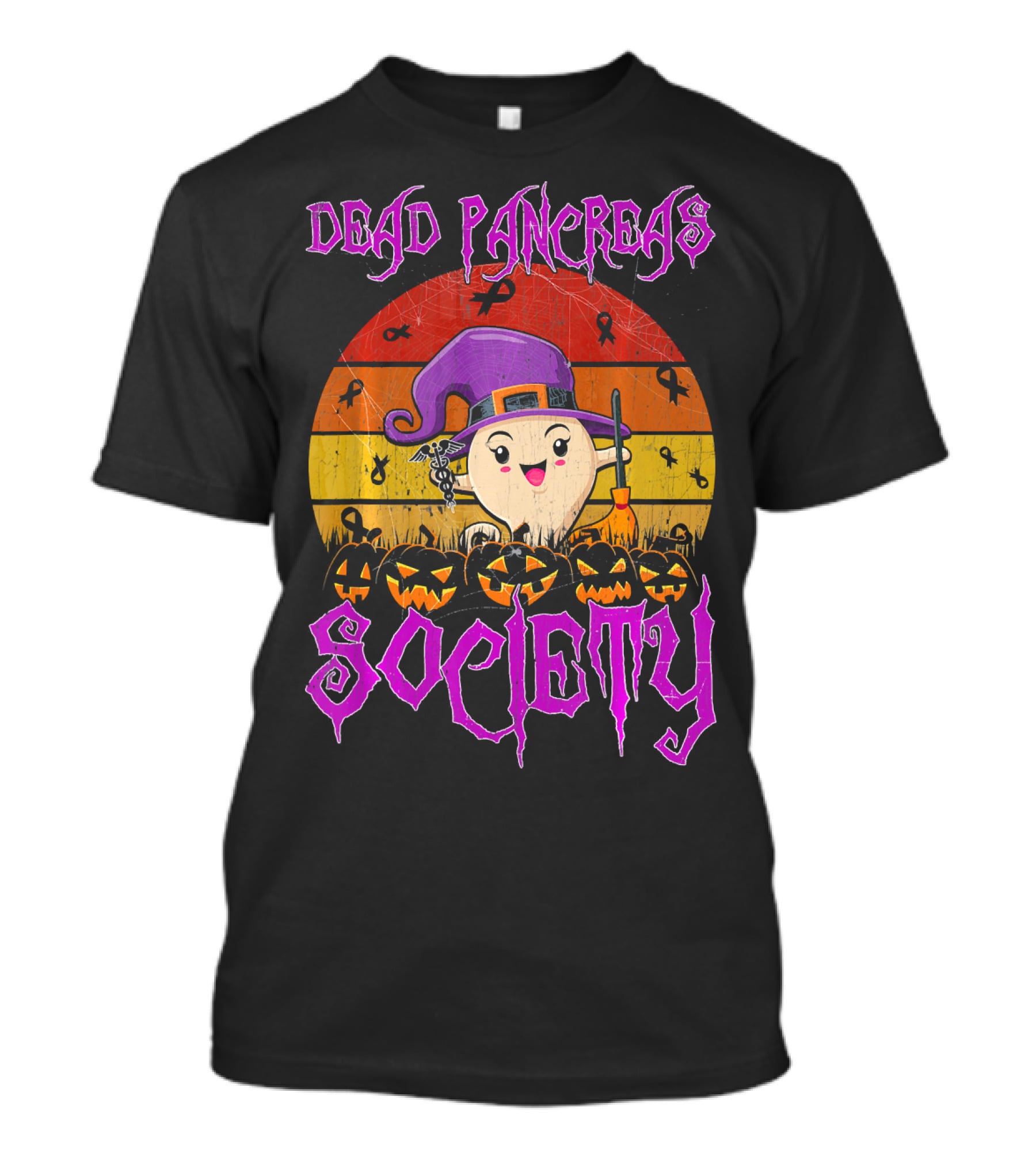 Dead Pancreas Society Halloween Pumpkin Witch Hat T-Shirt