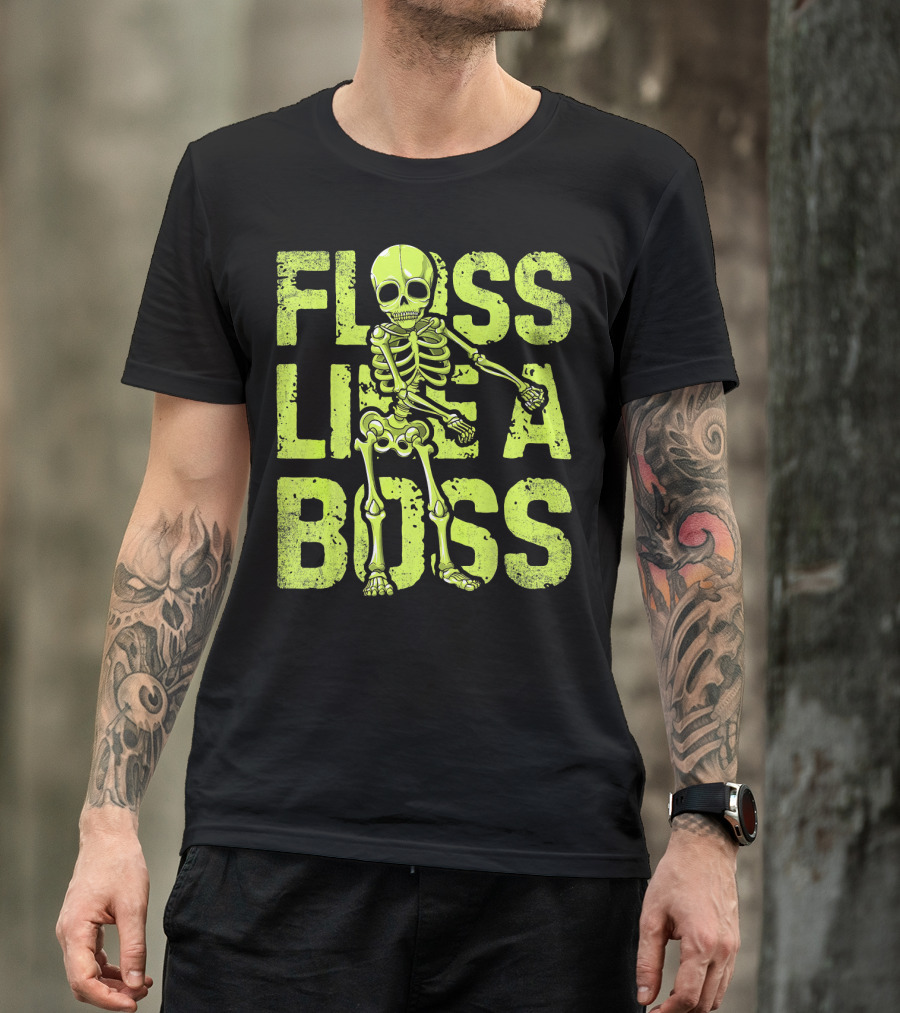 Floss Like A Boss Neon Skeleton Dance T-Shirt