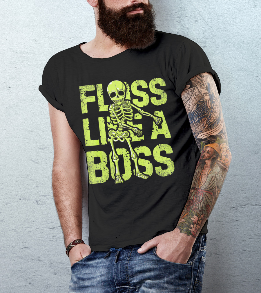 Floss Like A Boss Neon Skeleton Dance T-Shirt