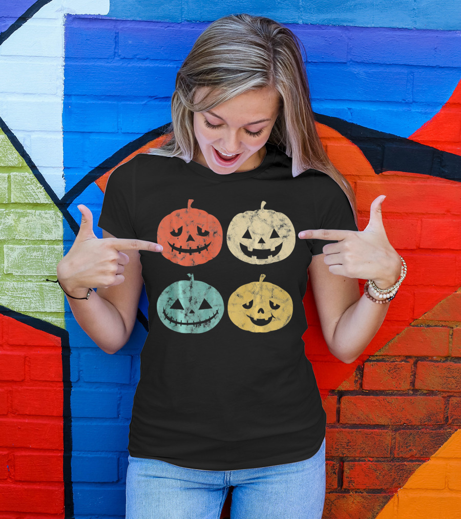 Vintage Pumpkin Funny Halloween Jack-O'-Lanterns T-Shirt